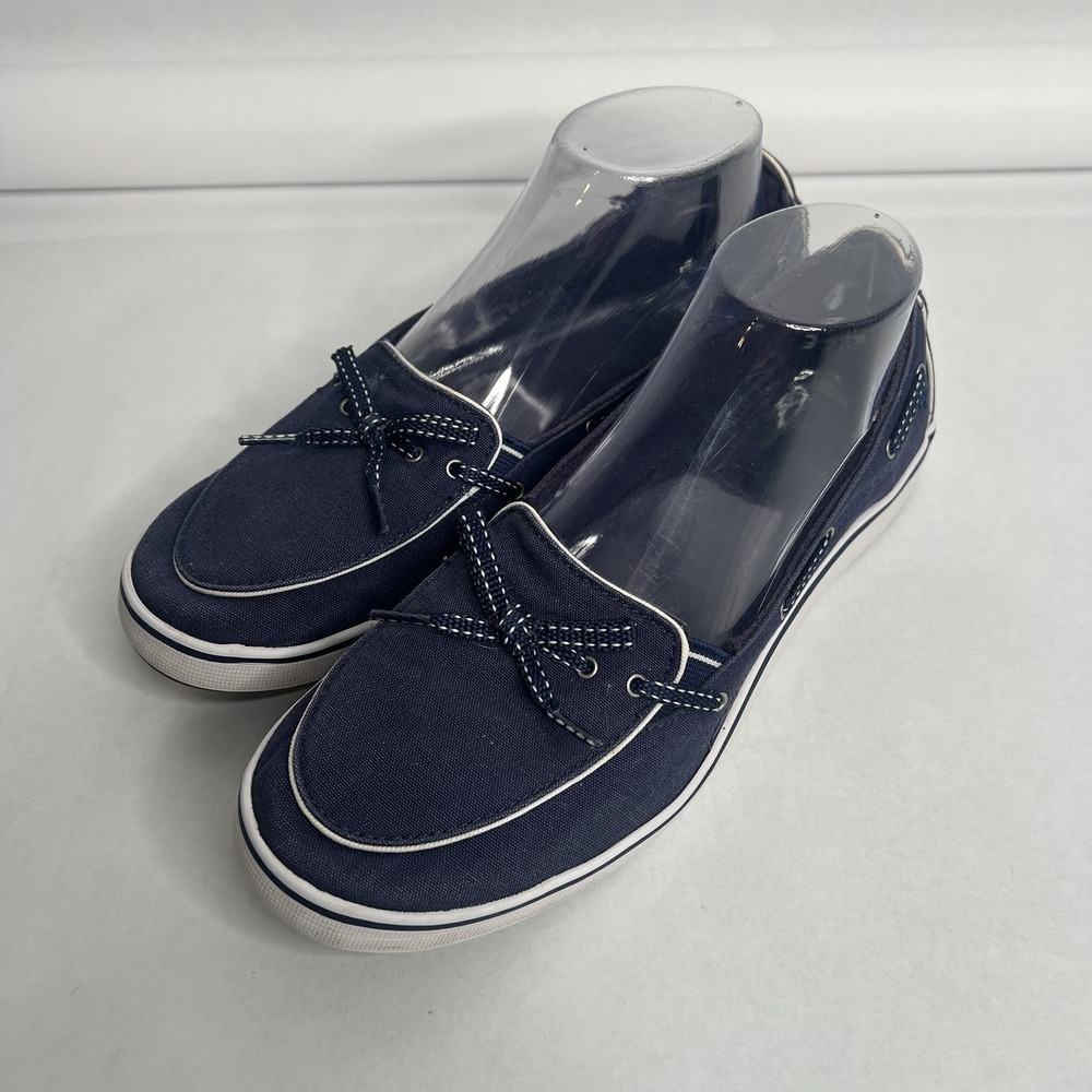 Grasshoppers Ortholite Navy Canvas Boat Shoes Womens 9M EF52815 Slip On Loafers